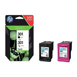 HP - Inktcartridge hp n9j72ae 301 zwart + kleur | Blister a 2 stuk