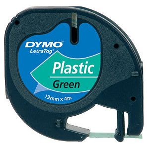 Dymo - Labele dymo letratag plastic 12mm groen | 1 stuk | 10 stuks