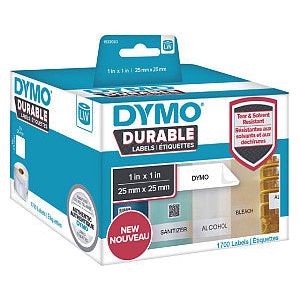 Dymo - Label etiket dymo durable 19330 25mmx25mm wit | Doos a 2 rol