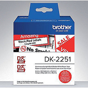 Brother - Etiket DK-22251 62mm 15-meter zwart/rood