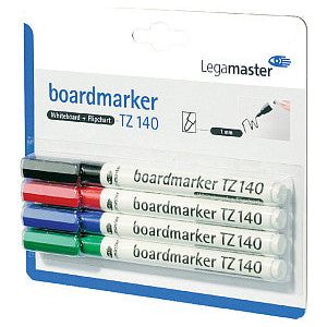Legamaster - Viltstift TZ 140 whiteboard rond 1mm assorti blister à 4..