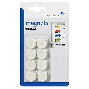 Legamaster - Magneet legamaster 20mm 250gr wit | Blister a 8 stuk | 10 stuks