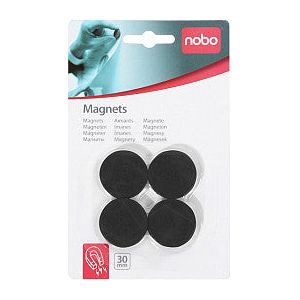 Nobo - Magneet nobo 30mm zwart | Blister a 4 stuk | 10 stuks