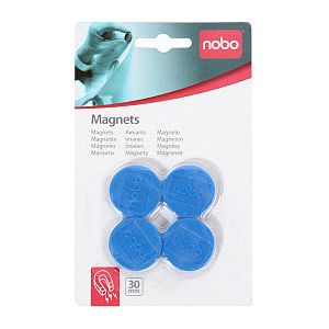 Nobo - Magneet nobo 30mm blauw | Blister a 4 stuk