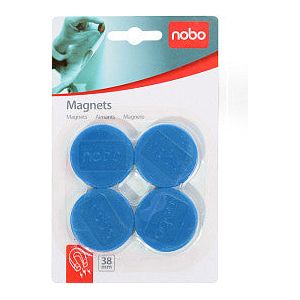 Nobo - Magneet nobo 38mm blauw | Blister a 4 stuk