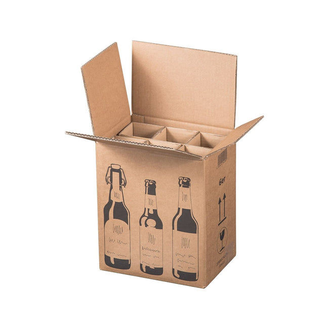 Klika - Boîte d'expédition en bouteille pour 6 bouteilles de bière 255 x 175 x 294 mm | 5 pièces